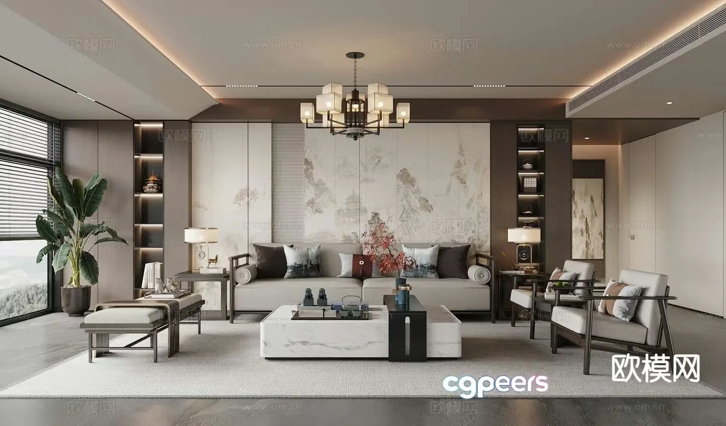 New Chinese style living room 3d model