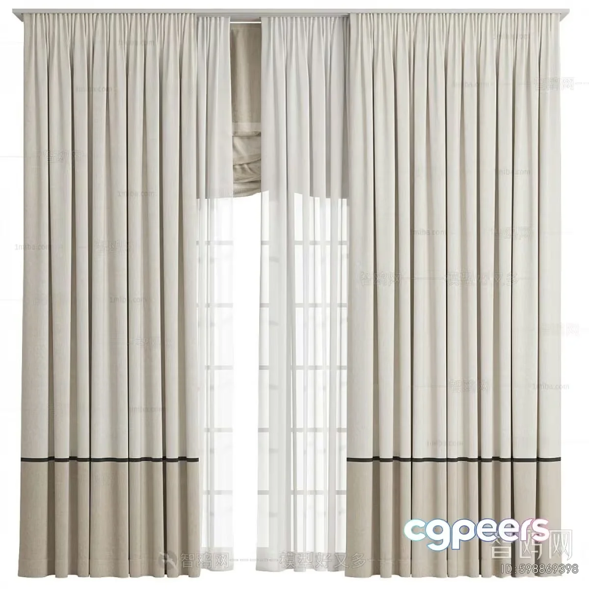 White Curtains 3D Model – 22443 – VRAY Render