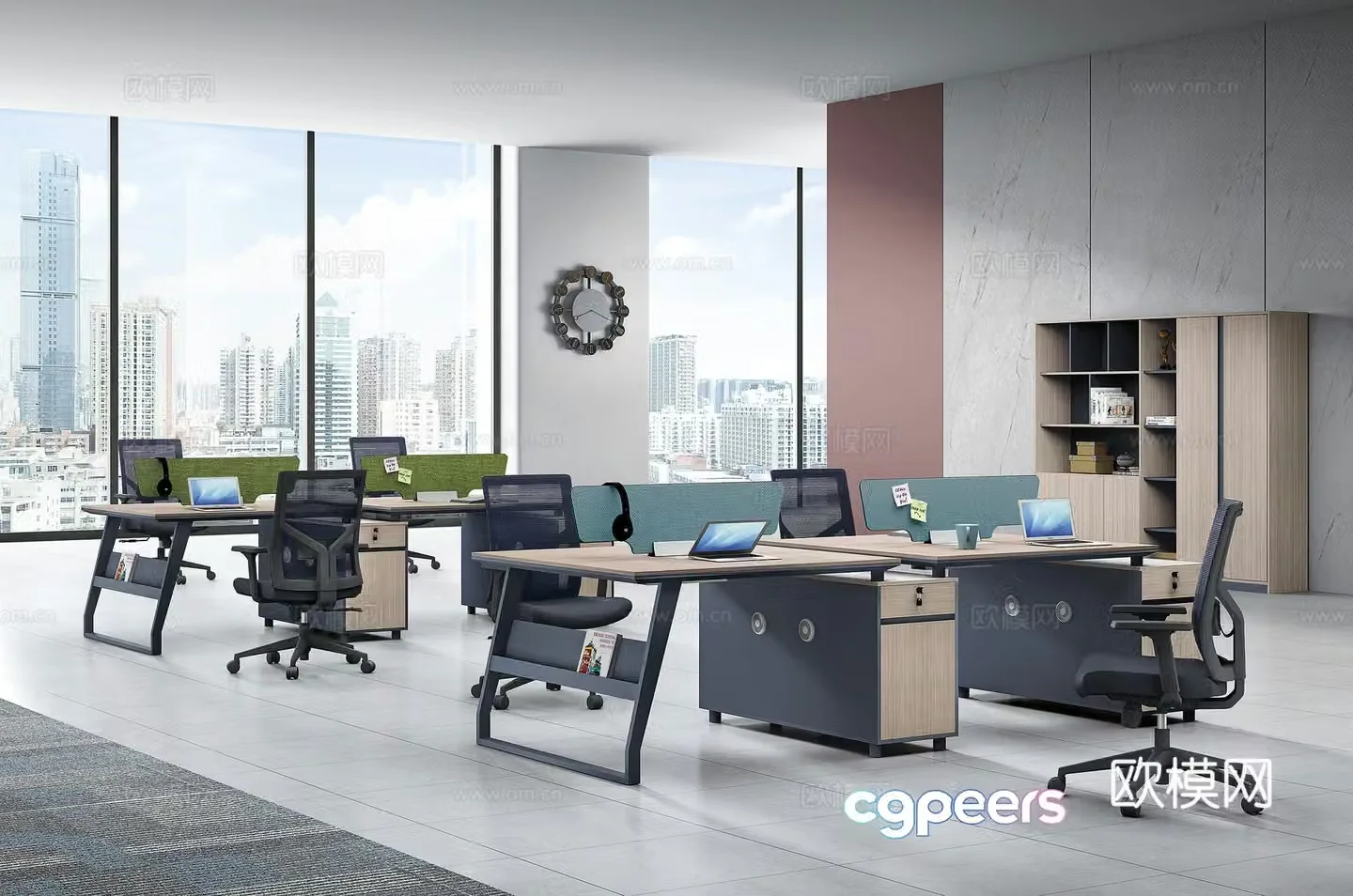 Working equipment office space office office area staff desk and chair 3d model