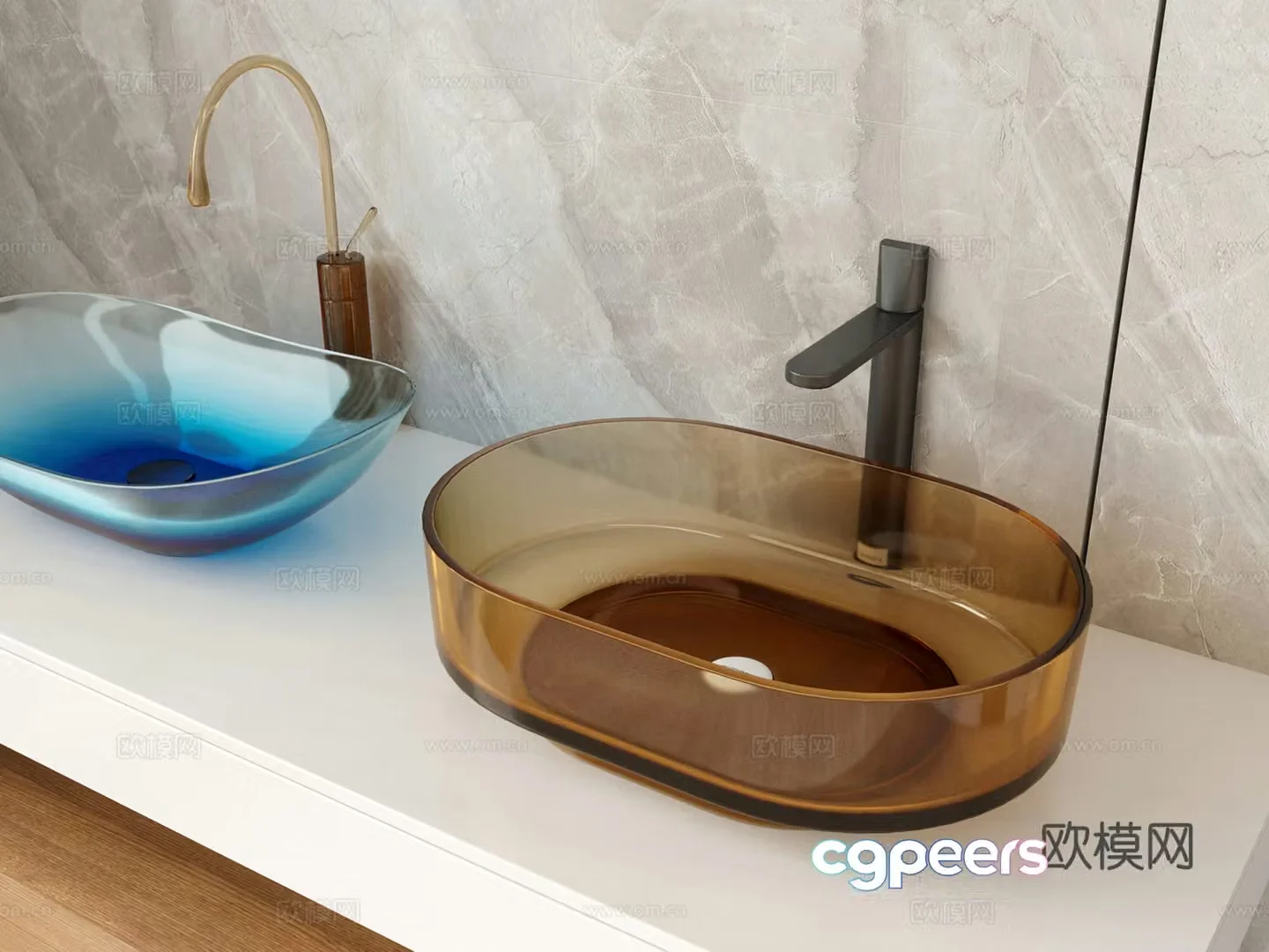 Modern glass wash basin glass wash basin glass countertop basin 3d model