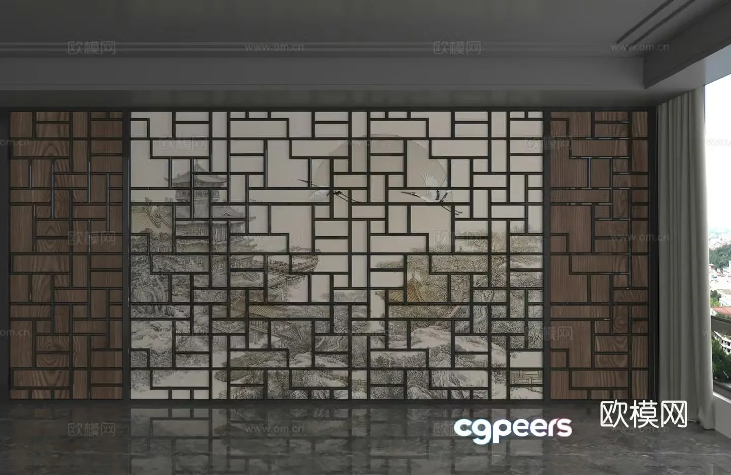 Modern background wall 3d model