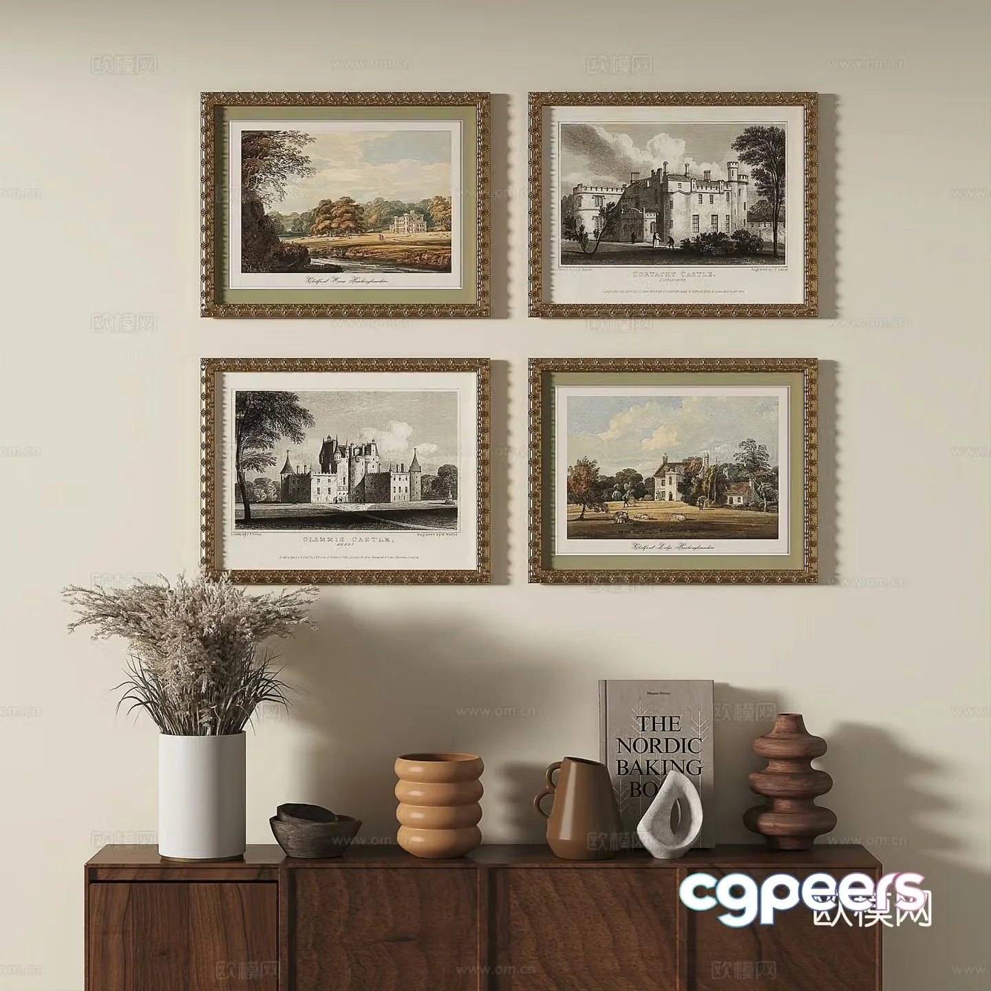 European French classical retro light luxury decorative painting 3d model