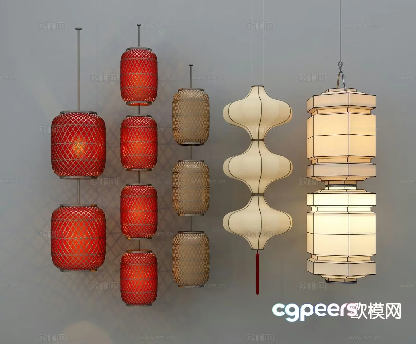 New Chinese style decorative lamp lantern 3d model
