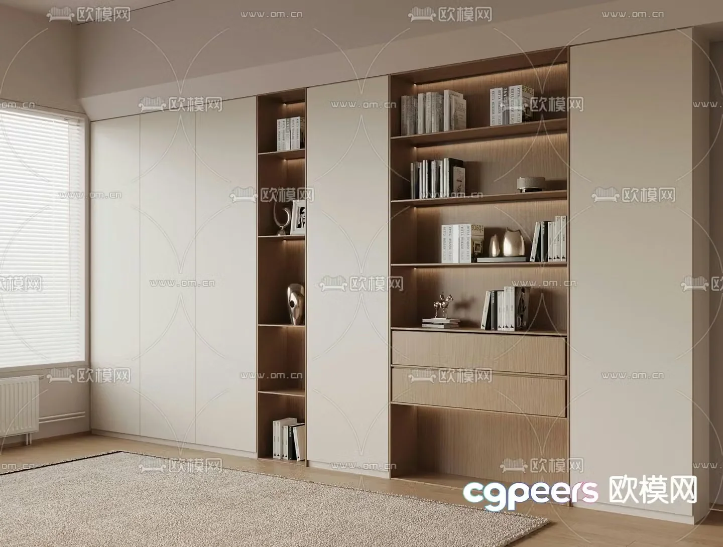 Modern bookcase display cabinet 3d model