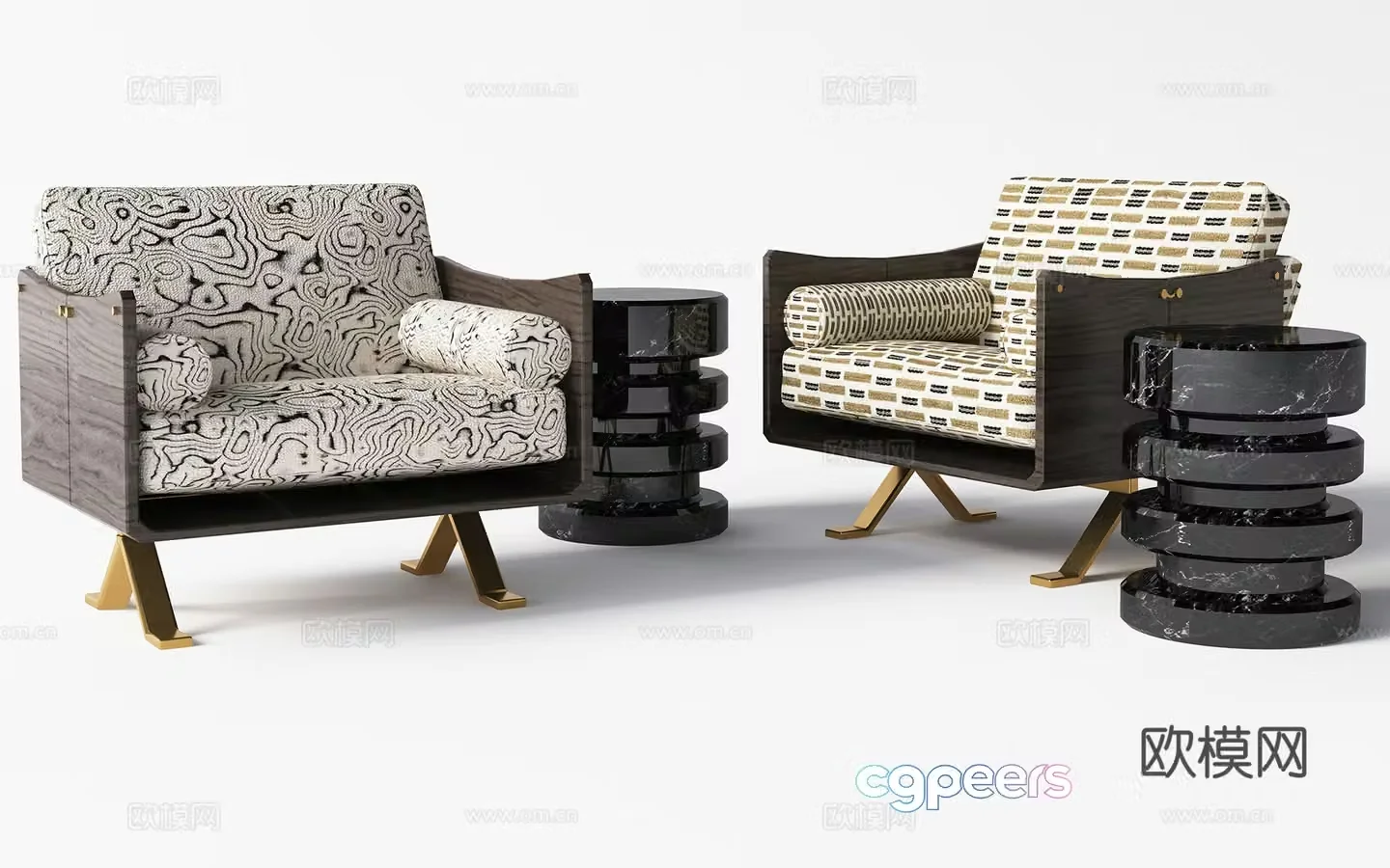Modern single sofa combination 3d model