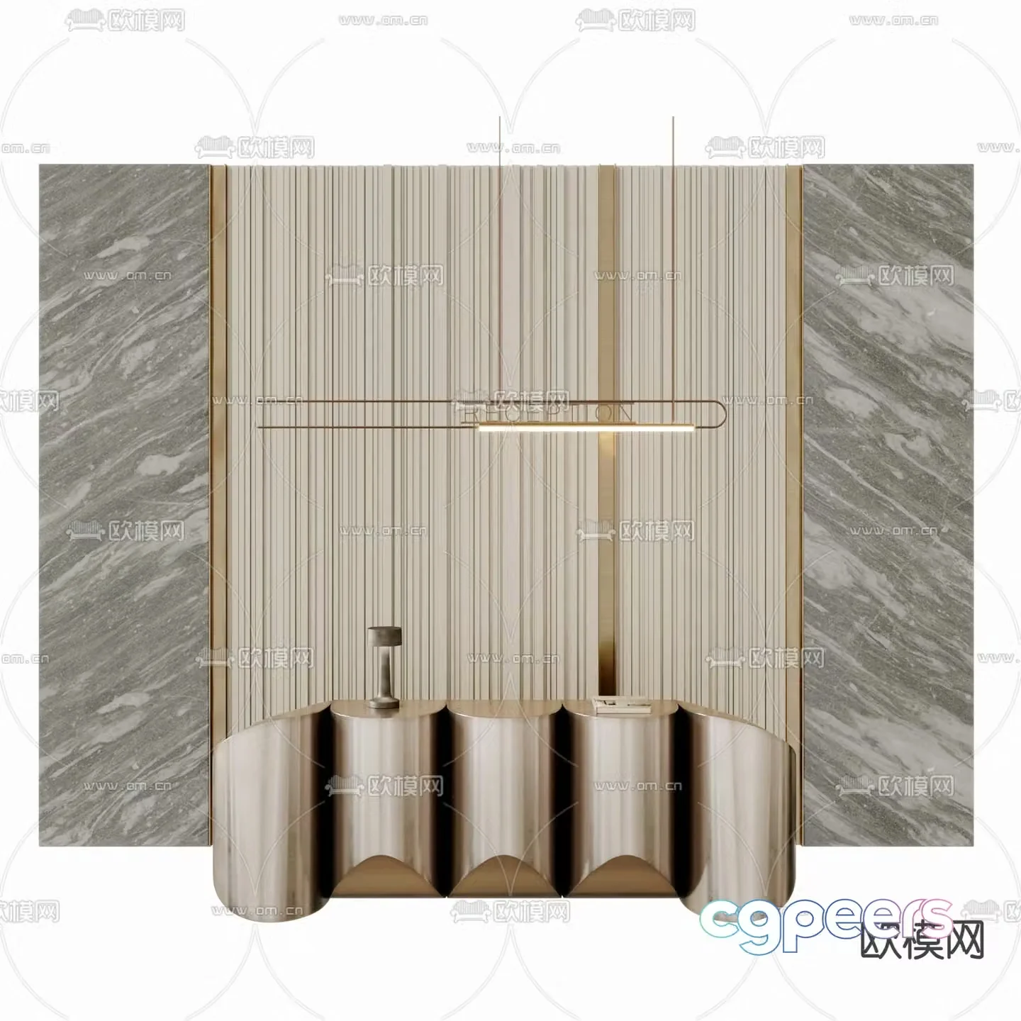 Light luxury front desk reception desk service desk 3D model