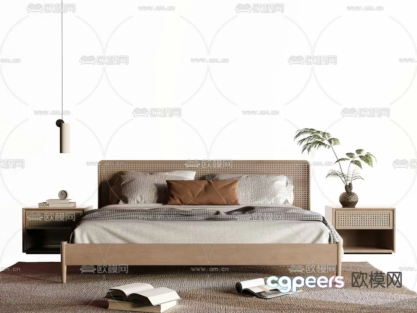 Wabi-sabi log bed double bed 3d model