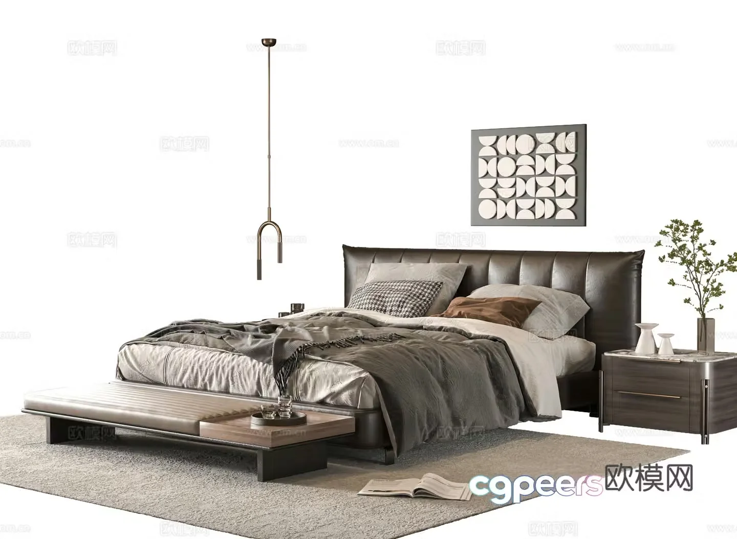 Modern double bed 3d model