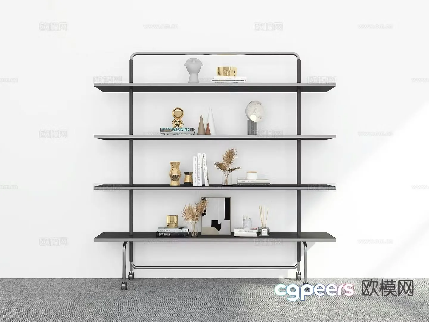 Modern bookshelf storage rack 3d model