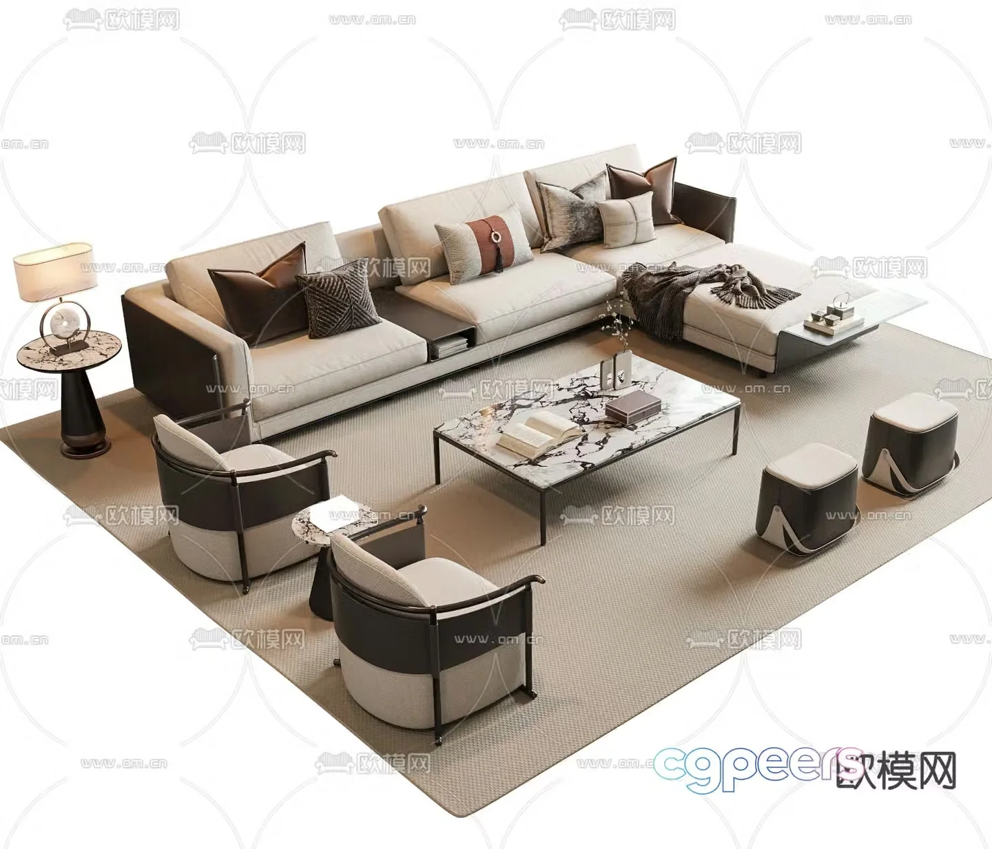 New Chinese style modular sofa corner sofa 3d model