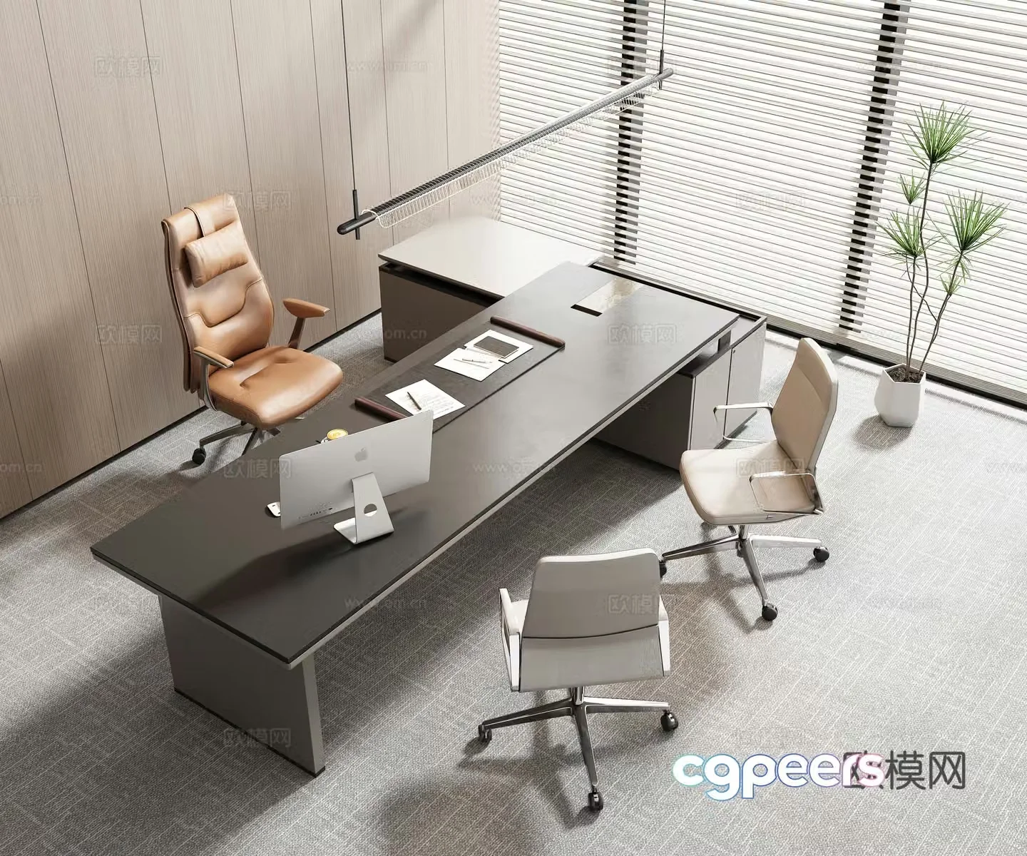 Modern office desk office desk boss desk 3d model