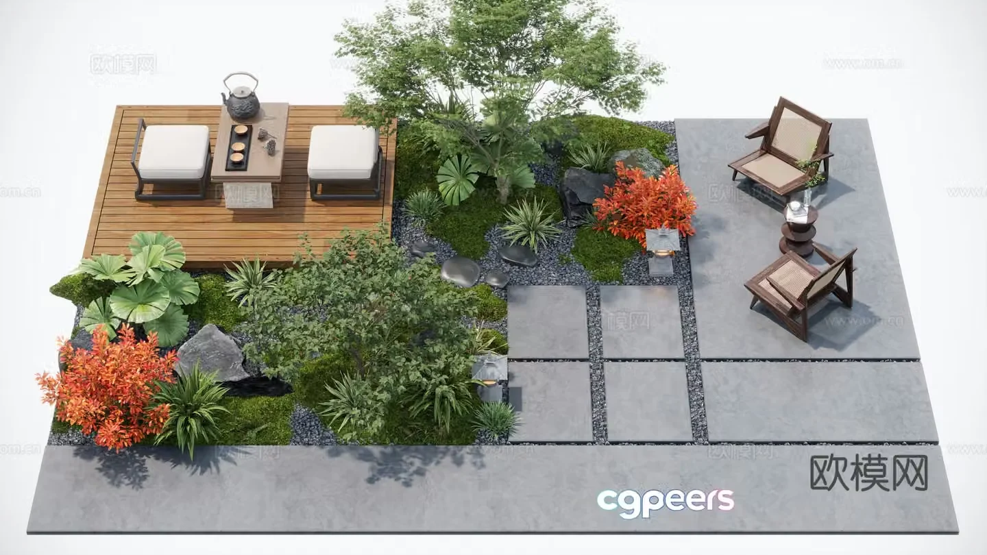 Modern courtyard landscape Landscape plants Garden sketch Garden landscape Brutophyte 3d model