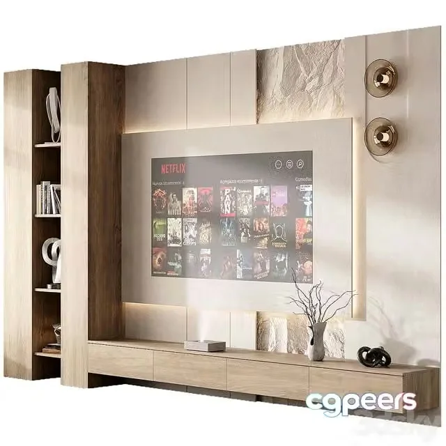 3ds Max Free – TV Wall set 003