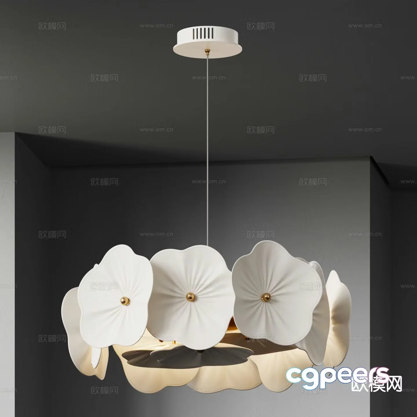 Light luxury chandelier petal chandelier 3d model