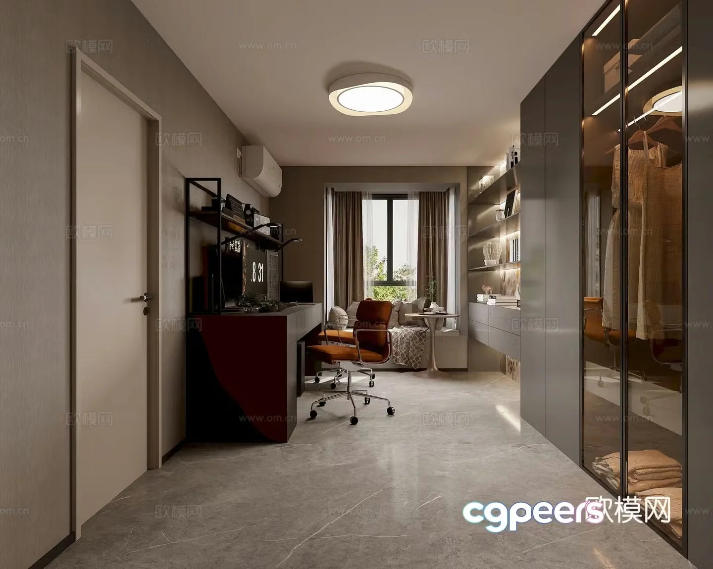 Modern study room 3d model