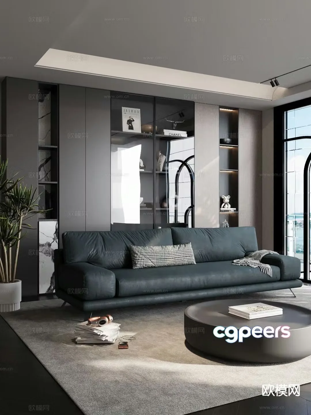 Modern loveseat leather sofa 3d model