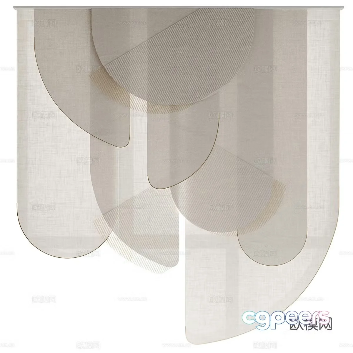 New Chinese style curtain gauze curtain 3d model