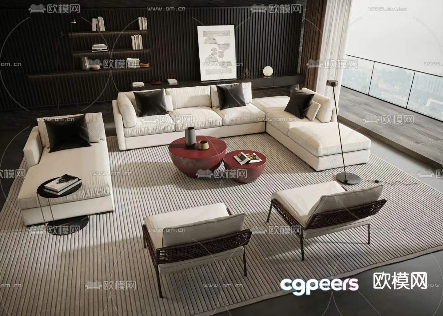 Meridiani white modular sofa 3d model