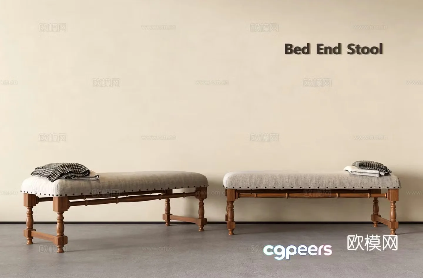 Wasabi Middle-aged bed tail stool shoe changing stool sofa stool wooden 3D model