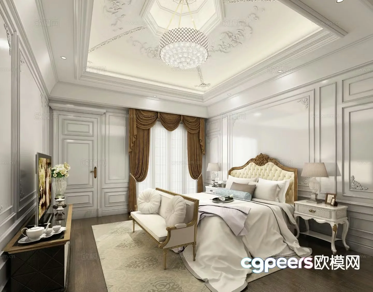 European style bedroom master bedroom 3d model