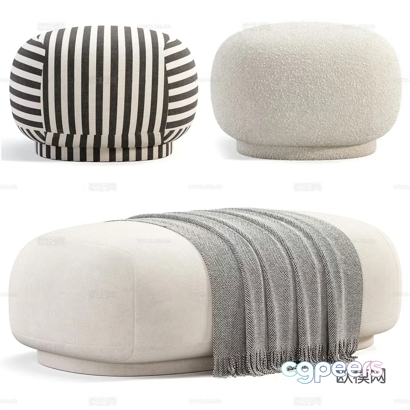 Modern footrest sofa stool bed end stool 3d model