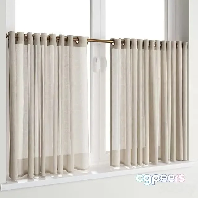 3ds Max Free – Curtain 54 Short curtains on rings