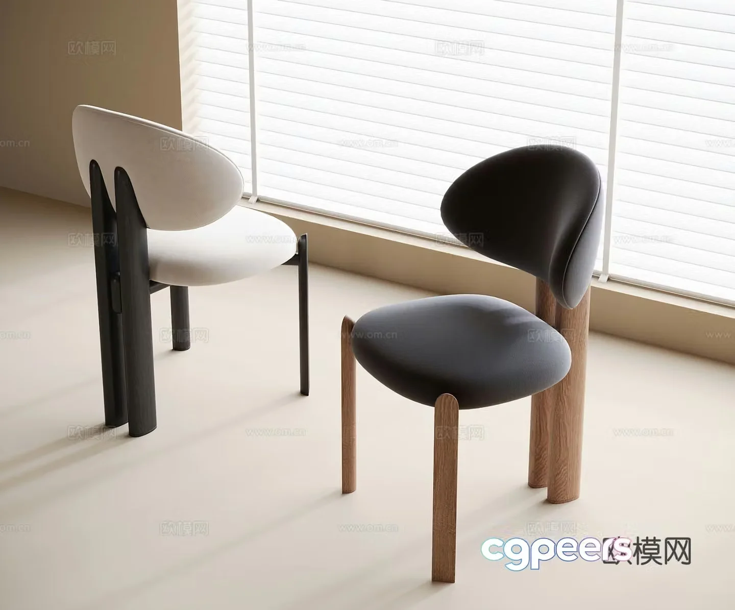 Modern single chair dining chair book chair tea chair 3D model