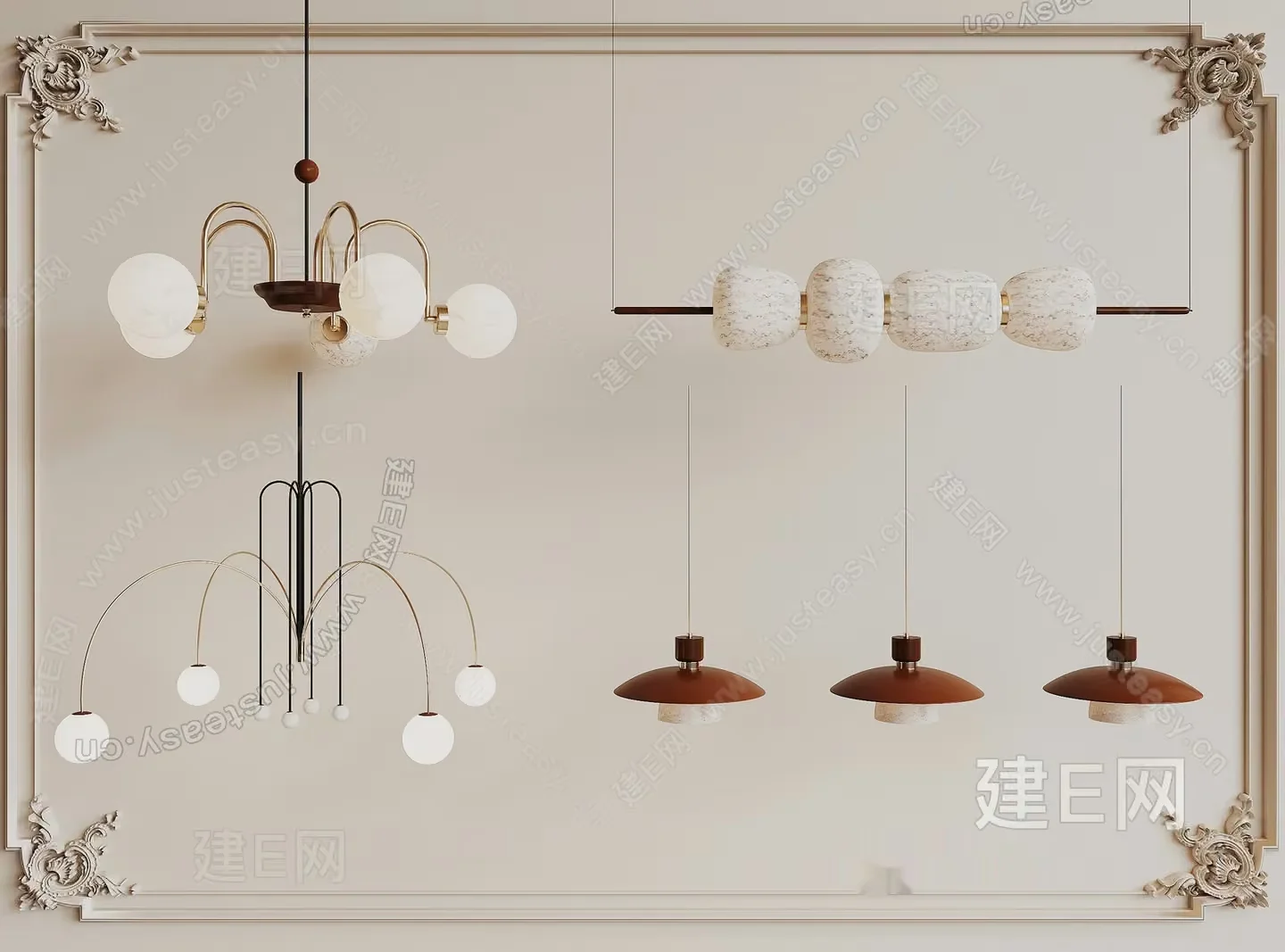Gold Light Fixture 3D Model – 4913 – VRAY Render