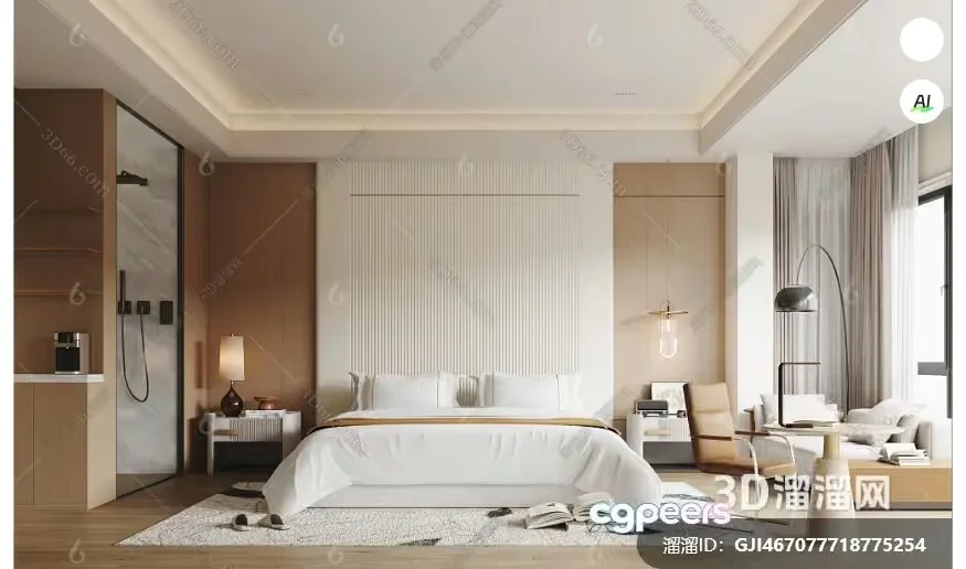 Cozy Modern Bedroom 3D Model – 7993 – VRAY Render