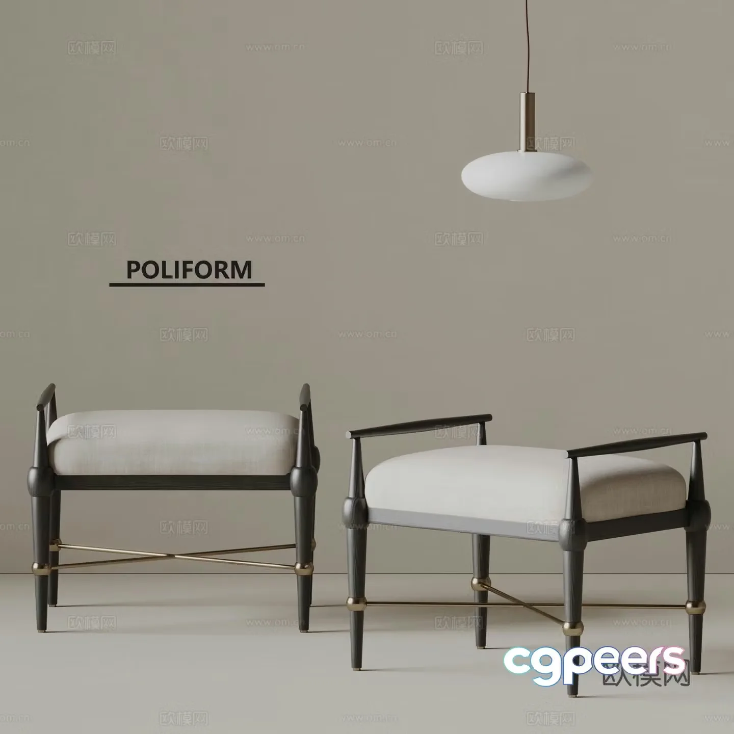 Poliform modern sofa stool 3d model