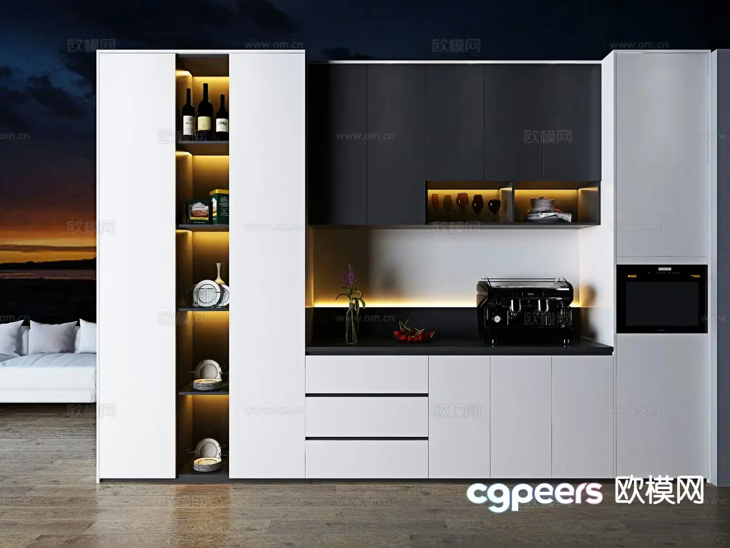 Modern wine cabinet sideboard 3d model