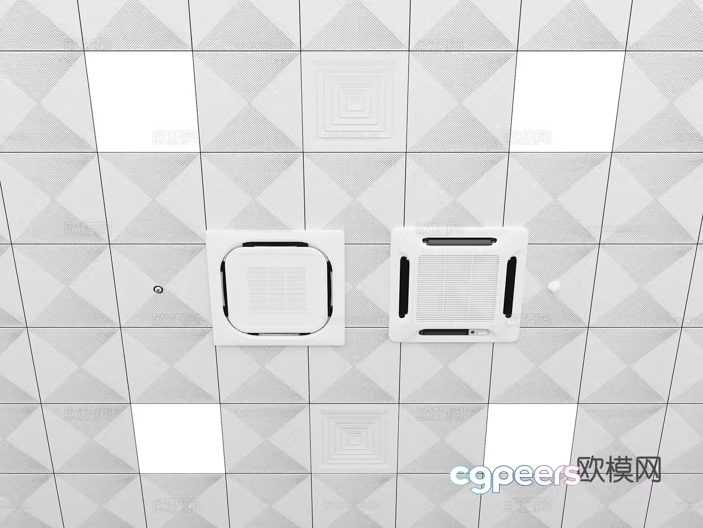 Perforated aluminum plate ceiling 3D model