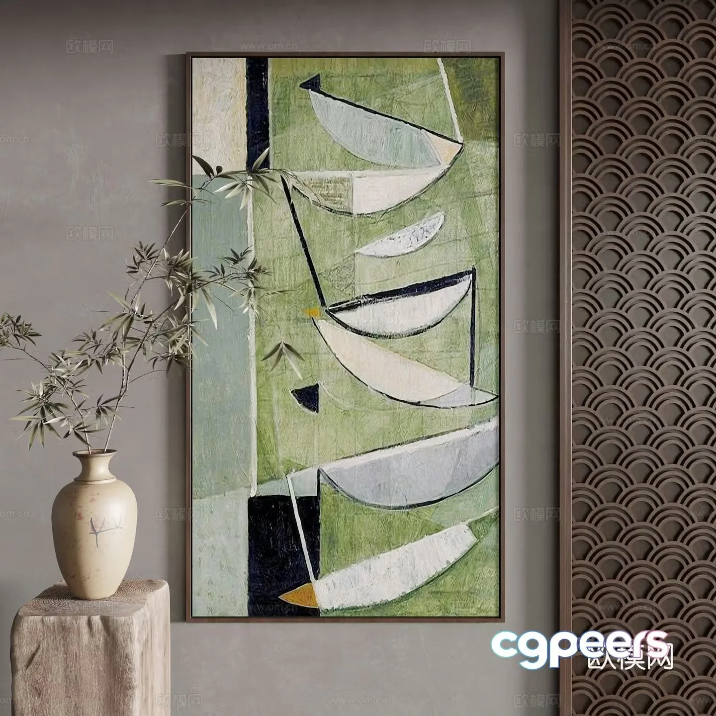 New Chinese style decorative painting 3D model