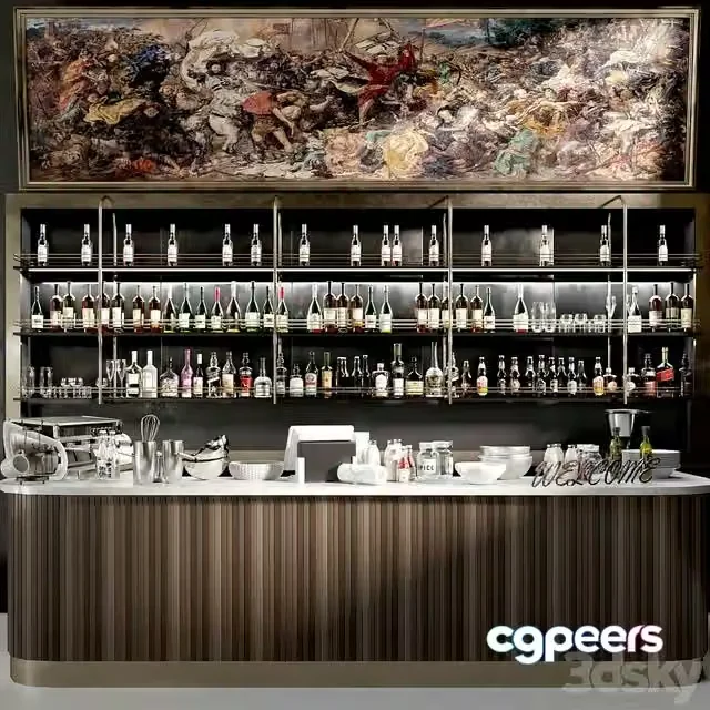 3ds Max Free – Design project of a restaurant with its own collection of wine and spirits 2
