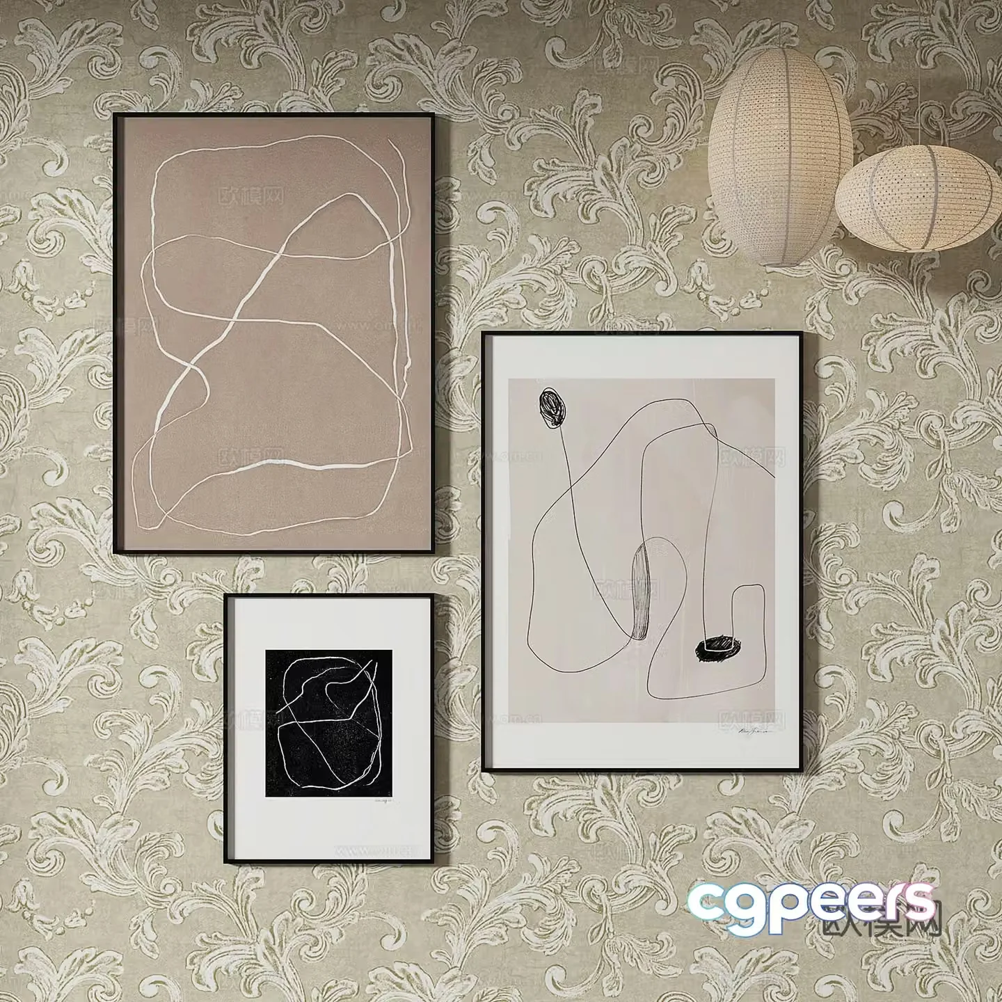 Simple European art painting decorative painting 3d model