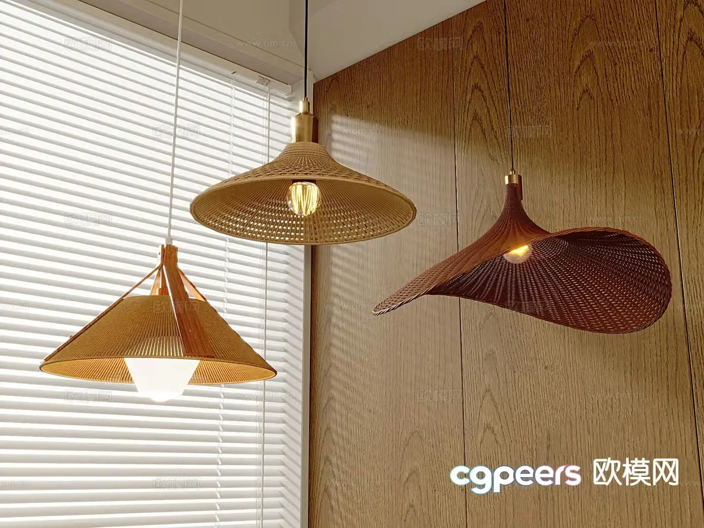 Wabi-sabi rattan chandelier 3d model