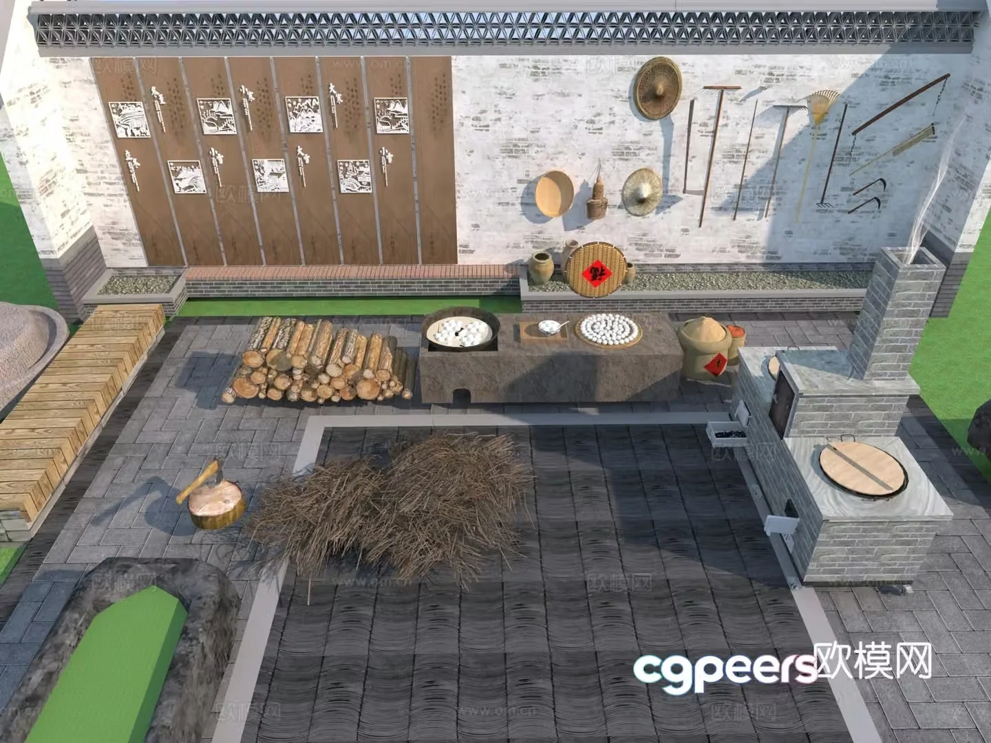 Modern country sketch 3d model