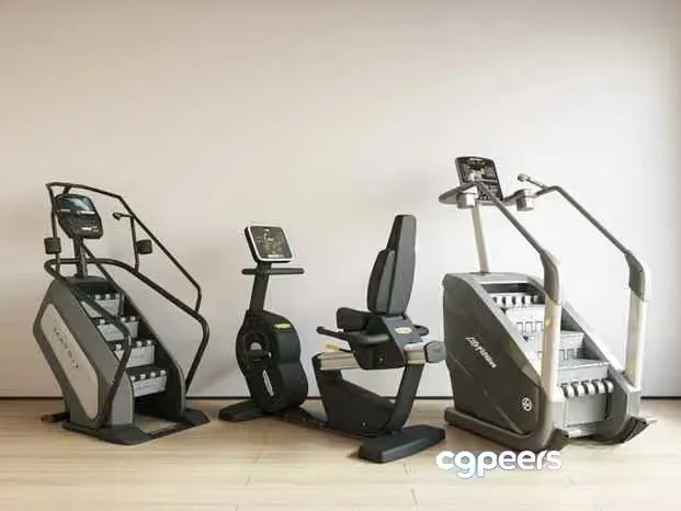 Three Gym Machines 3D Model – 13240 – VRAY Render