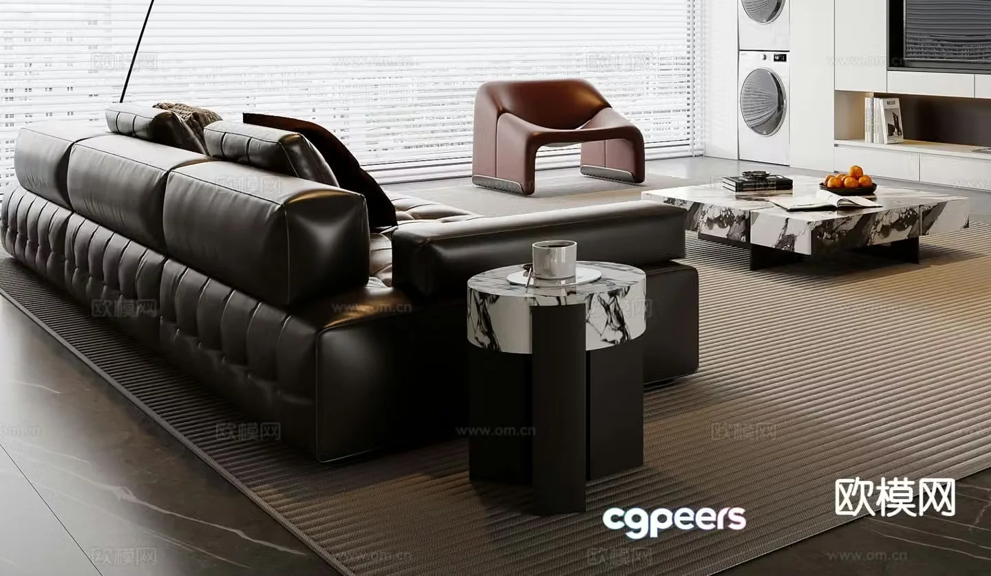 Italian sofa coffee table modular sofa 3d model