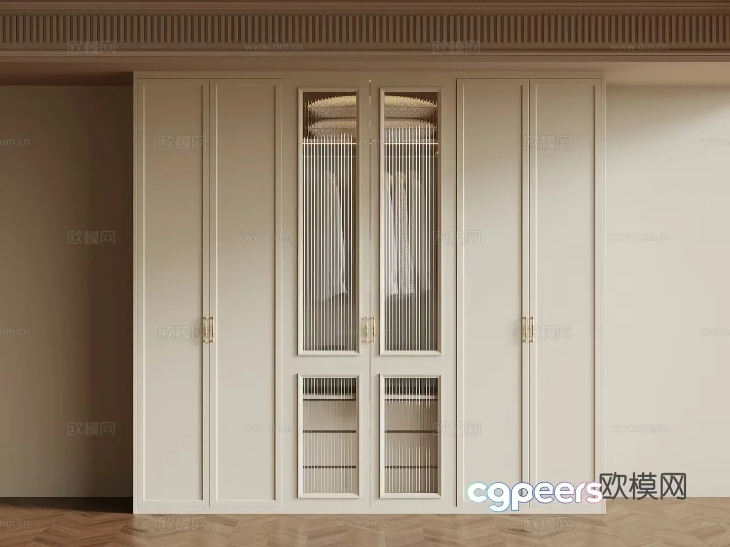 French Cream Trench Wardrobe 3d Model