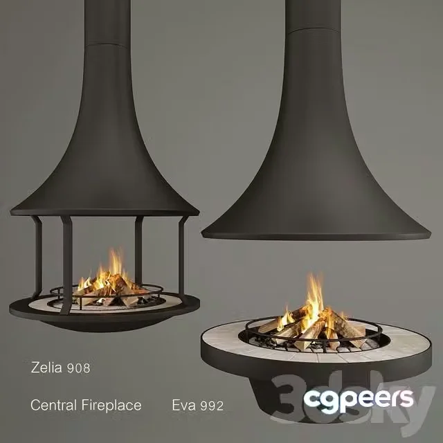 3ds Max Free – Two Fireplaces Zelia 908 and Eva 992