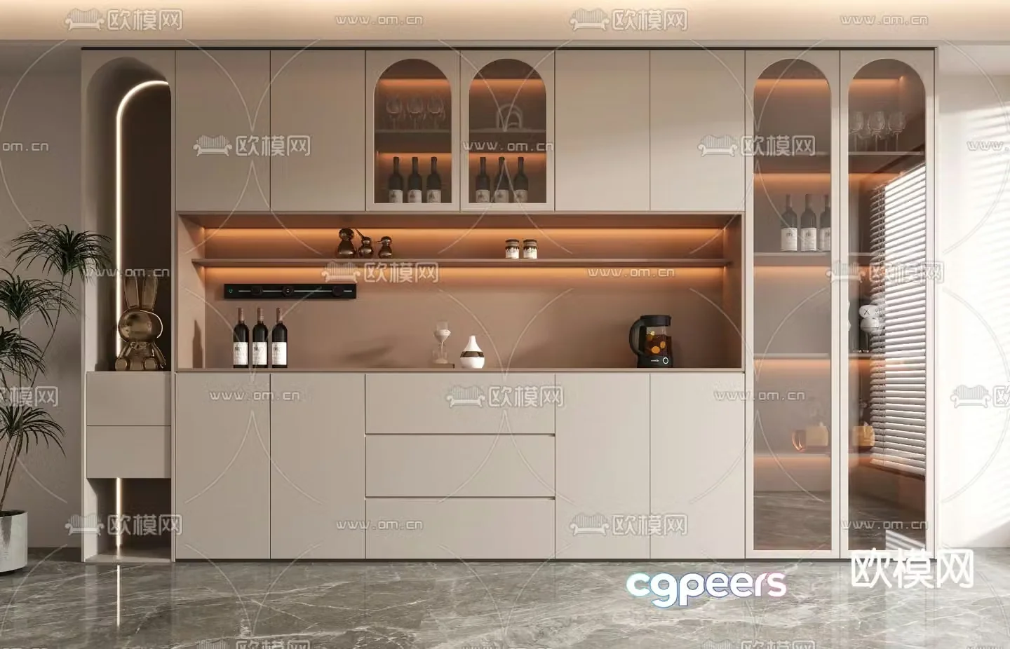 Modern wine cabinet sideboard 3D model