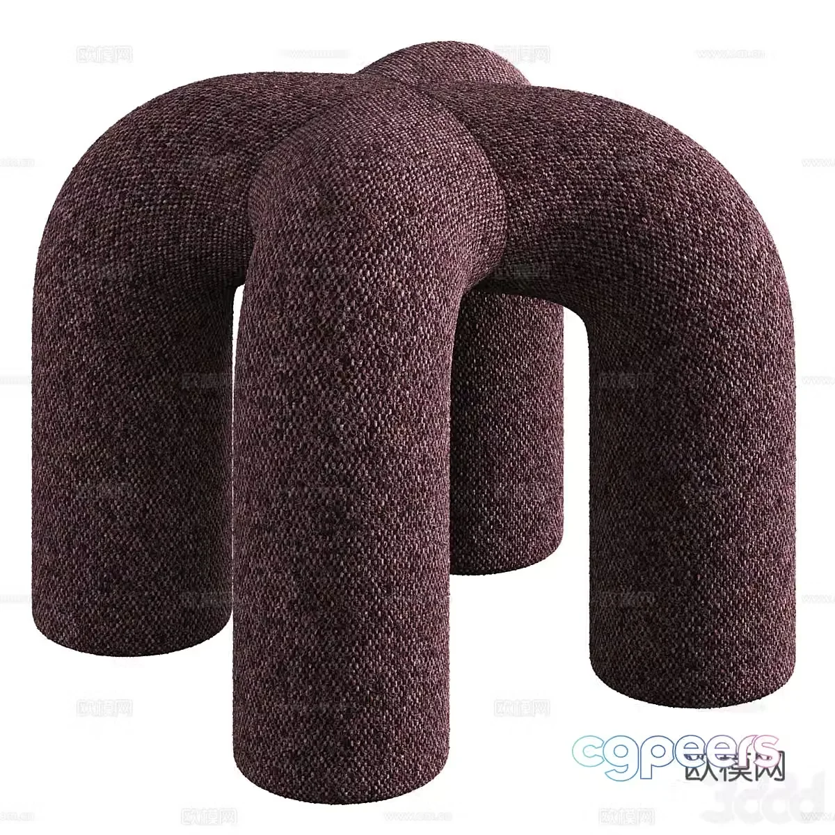 Modern fabric stool 3D model