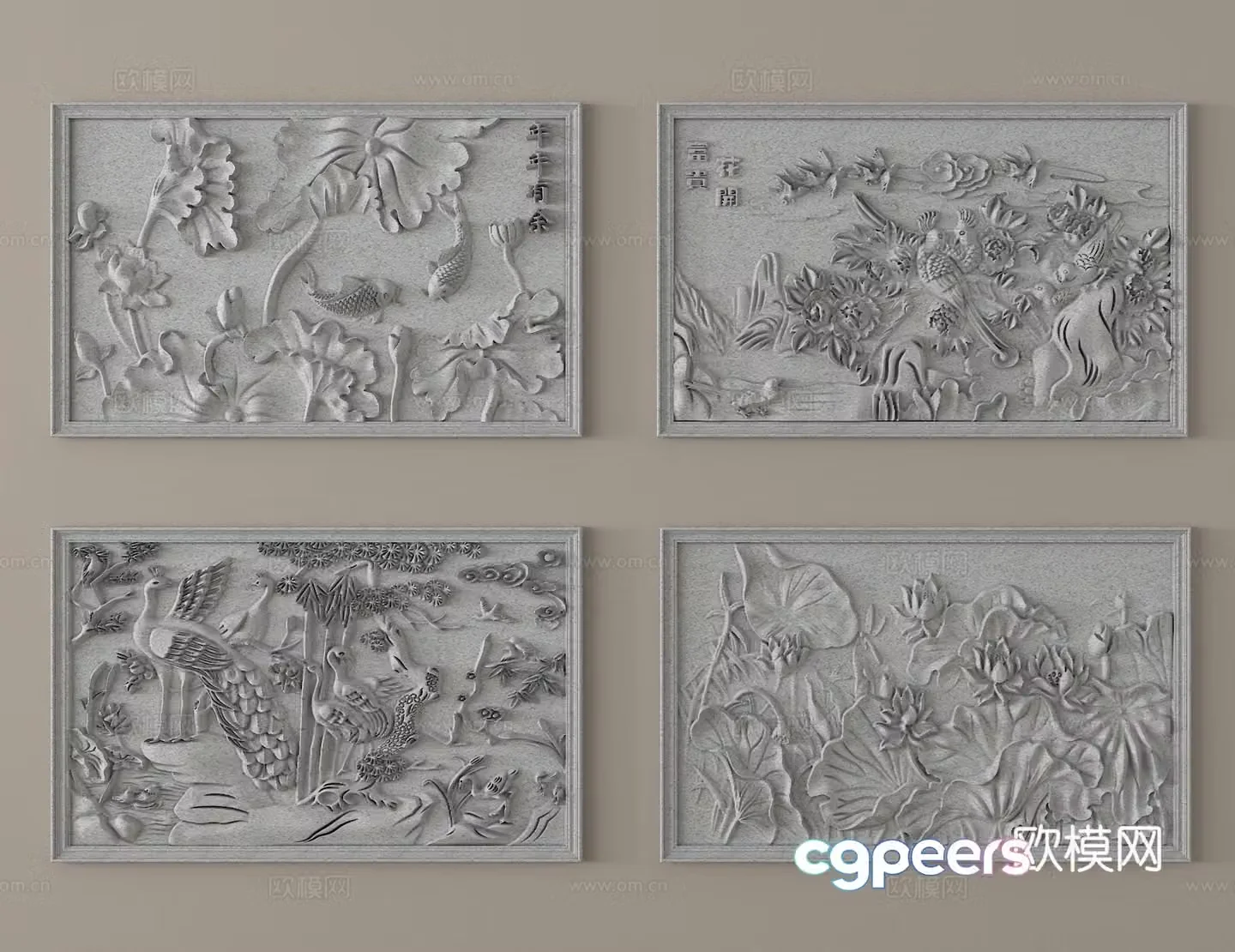 Gypsum relief carving carving wall relief 3d model