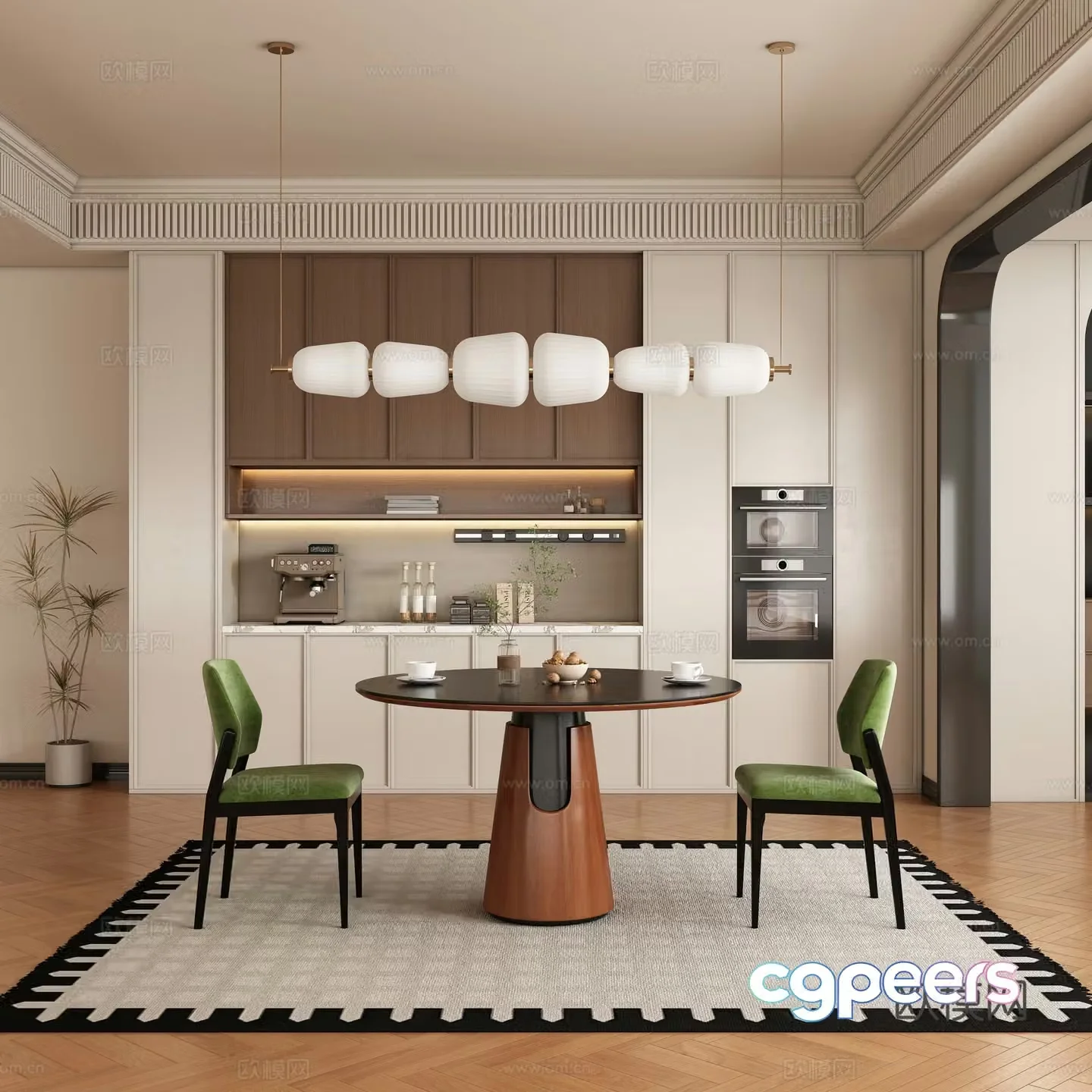 Modern medieval restaurant dining table and chair 3d model