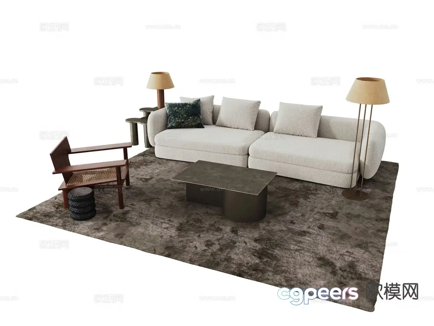 Medieval style modular sofa 3D model