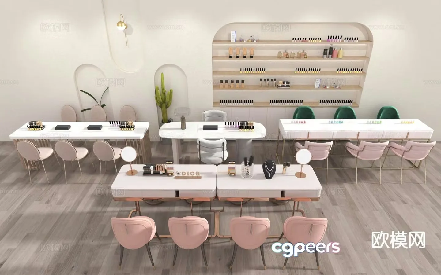 Modern manicure tables and chairs manicure supplies 3D model