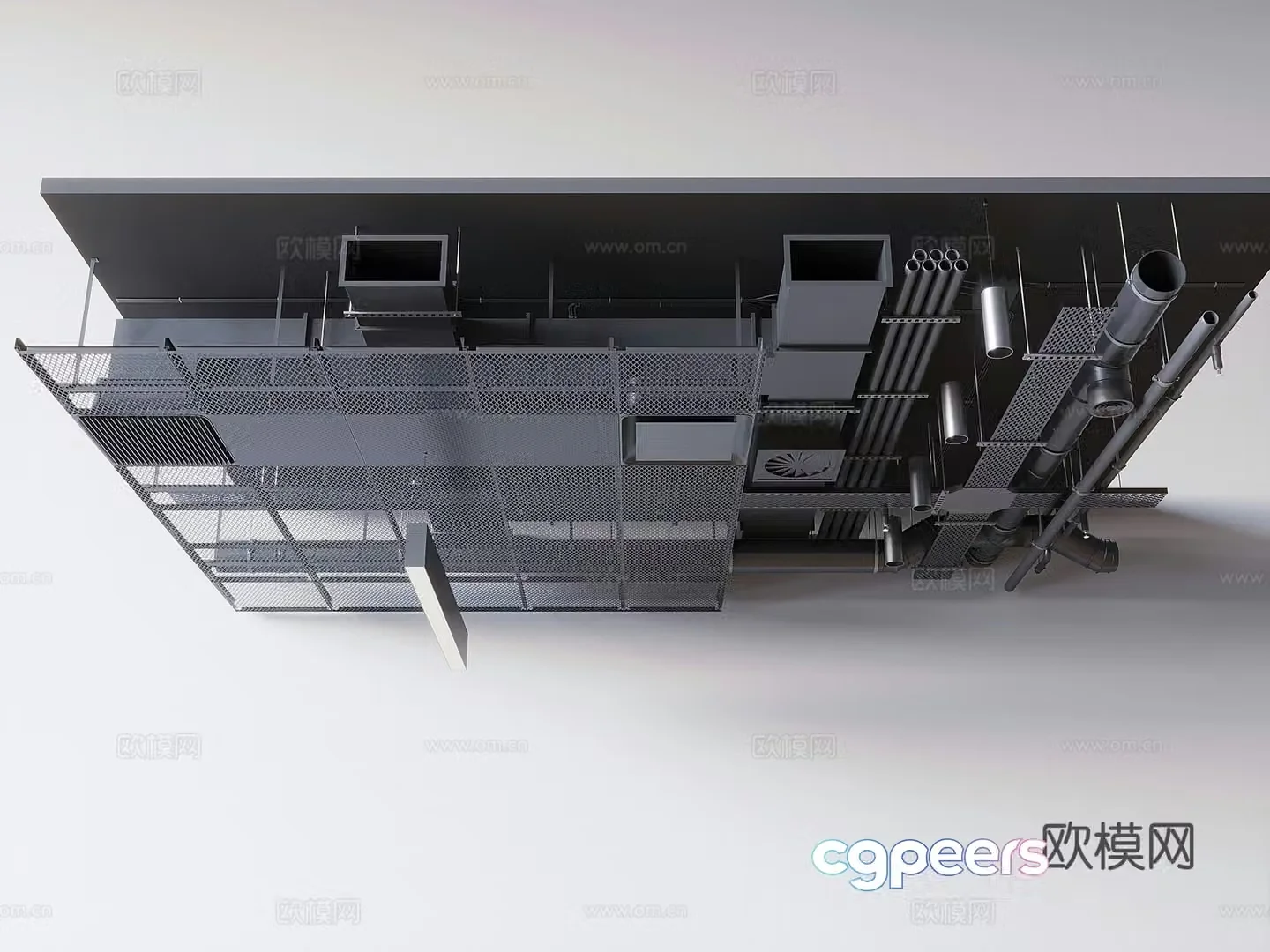 Industrial air duct ceiling air conditioning duct ceiling iron mesh fire duct ceiling 3D model