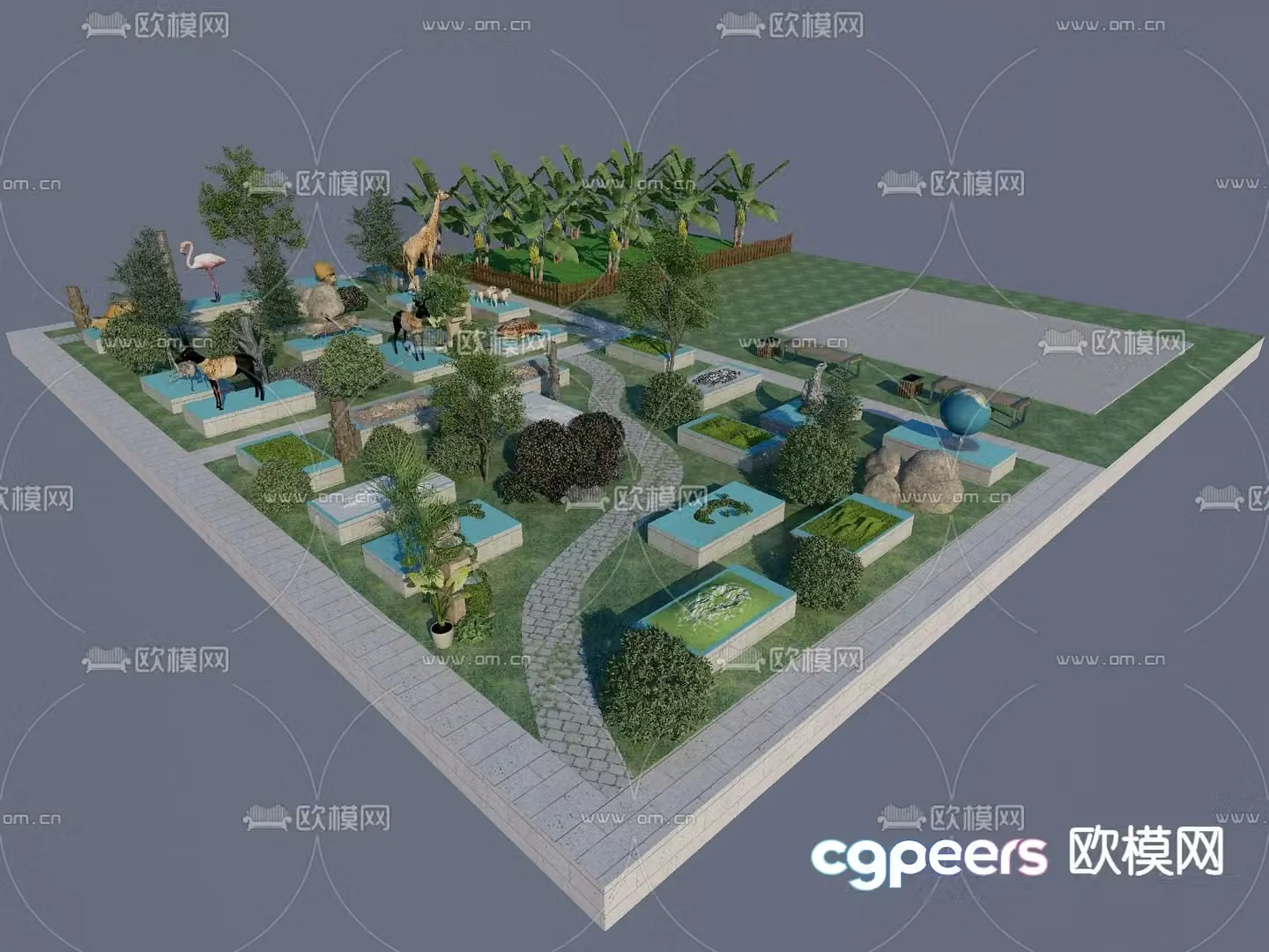 Park landscape pocket park 3d model