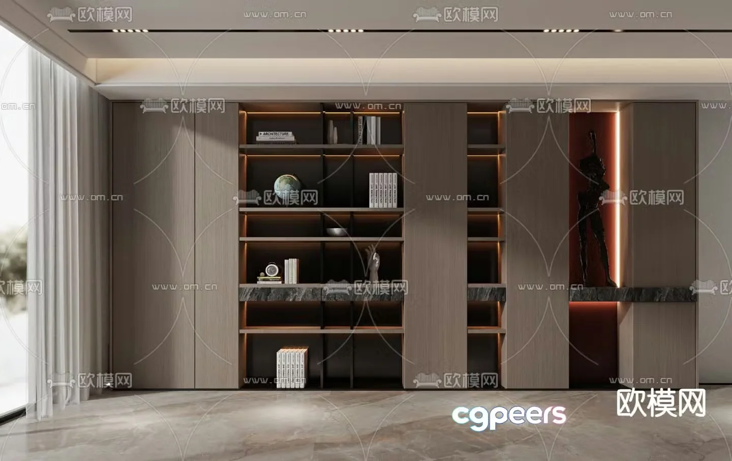 Modern decorative cabinet shelf 3d model